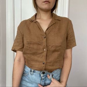 VINTAGE linen ss button up